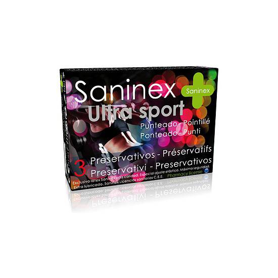 SANINEX PRESERVATIVOS ULTRA SPORT PUNTEADO 3UDS - Cosmética Erótica Preservativos Aromáticos-Sex Shop ARTICULOS EROTICOS
