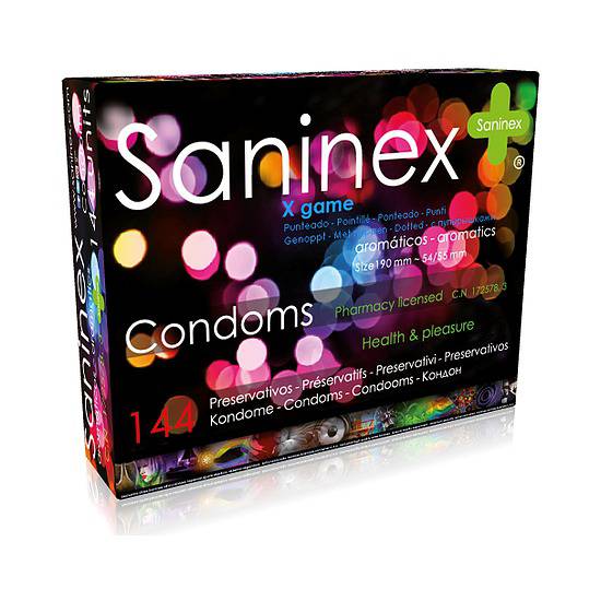 SANINEX PRESERVATIVOS X GAME PUNTEADO 144 UDS - Cosmética Erótica Preservativos Aromáticos-Sex Shop ARTICULOS EROTICOS