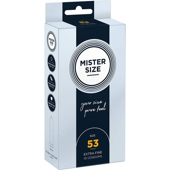 MISTER SIZE 53MM - PACK DE 10 PRESERVATIVOS - Cosmética Erótica Preservativos Resistente-Sex Shop ARTICULOS EROTICOS