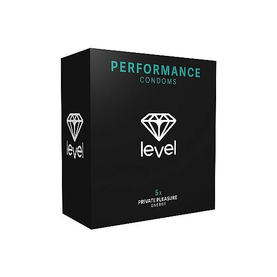 PRESERVATIVOS LEVEL PERFORMANCE CONDOMS - 5UDS - Cosmética Erótica Preservativos Retardante-Sex Shop ARTICULOS EROTICOS