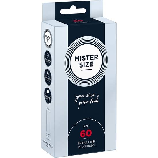 MISTER SIZE 60 (10 PACK) - EXTRAFINOS - Cosmética Erótica Preservativos Sensitivos-Sex Shop ARTICULOS EROTICOS