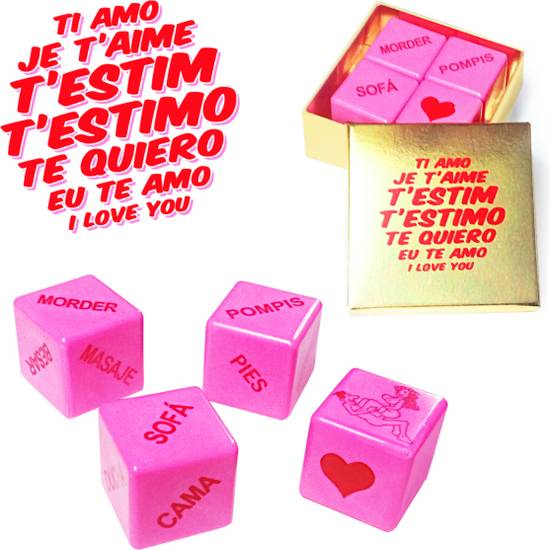 CAJA TE QUIERO IDIOMAS 4 DADOS ROSA - Juegos Eróticos - Sex Shop ARTICULOS EROTICOS