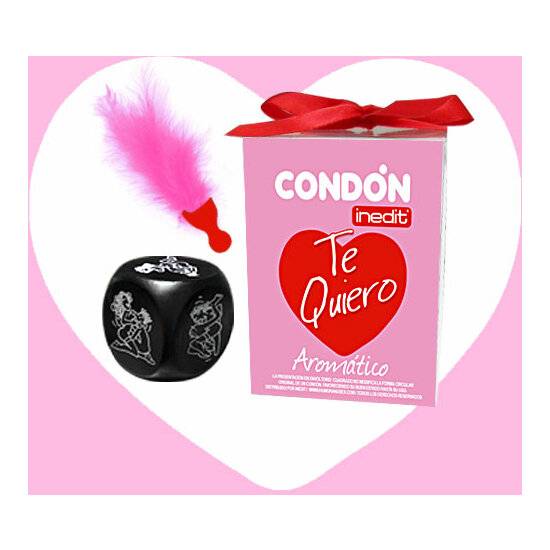 CAJA TE QUIERO ROSA (DADO+CONDON+PLUMA) - Juegos Eróticos - Sex Shop ARTICULOS EROTICOS