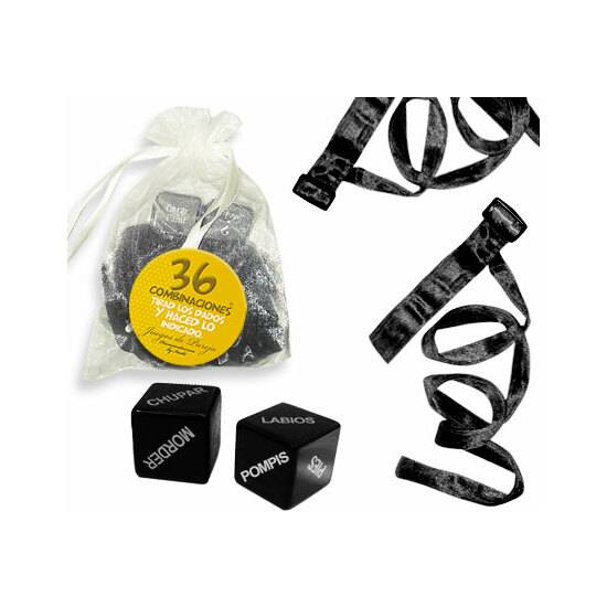 KIT BOLSA ORGANZA 2 ATADURAS NEGRO + 36 COMBINACIONES - Juegos Eróticos - Sex Shop ARTICULOS EROTICOS