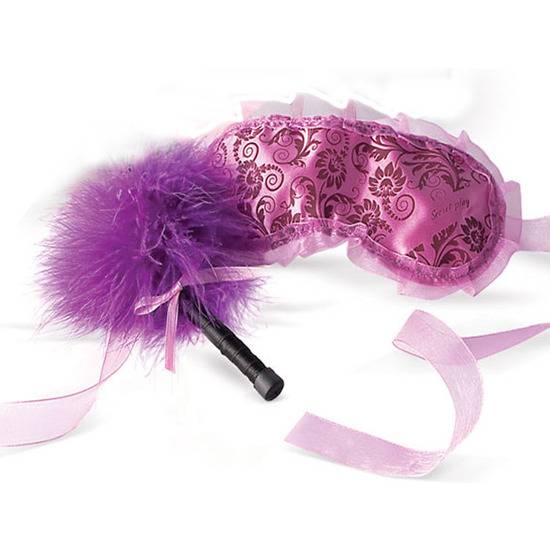 KIT CARICIAS PLUMERO Y MASCARA MORADO - BDSM Bondage Kit - Sex Shop ARTICULOS EROTICOS